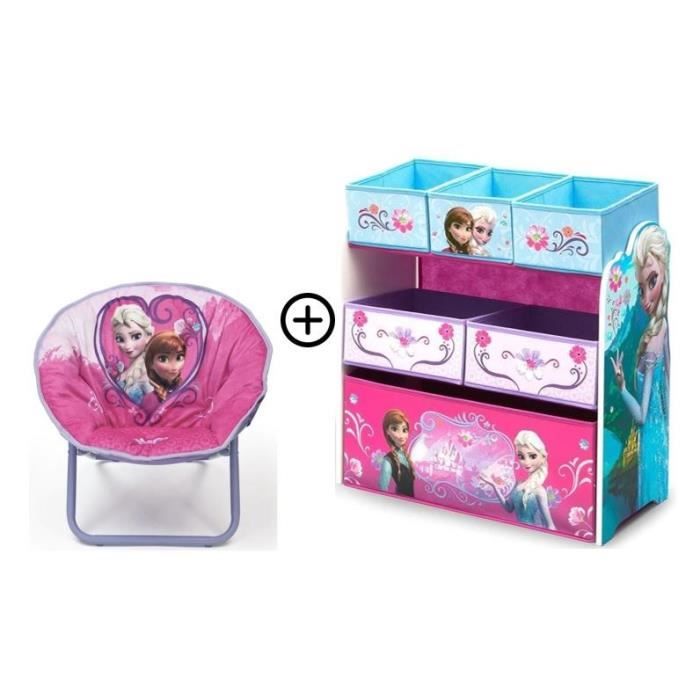 LA REINE DES NEIGES - DeltaKids - Chaise Lune et Meuble de rangement 6 bacs - Fille - A partir de 3 ans