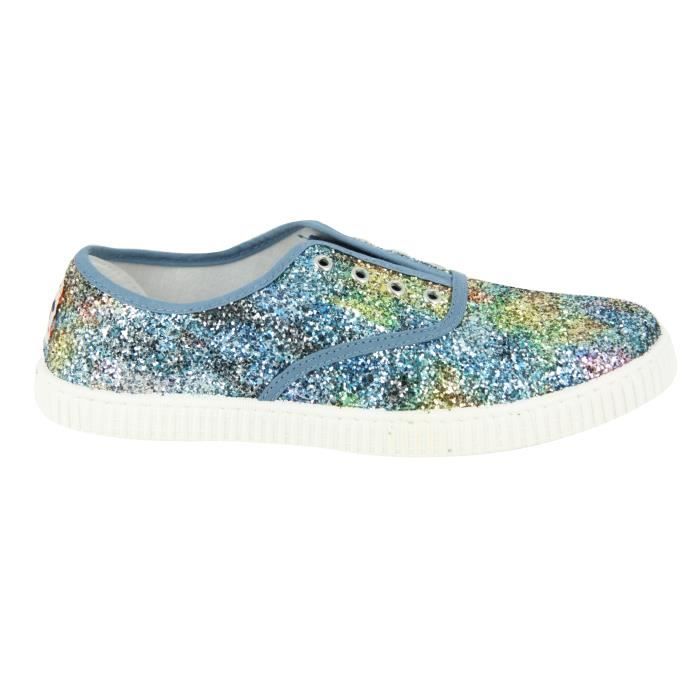 CHIPIE SHŒS Baskets de Ville Joseba Mu Bleu et Multicolore Glitter Enfant Fille
