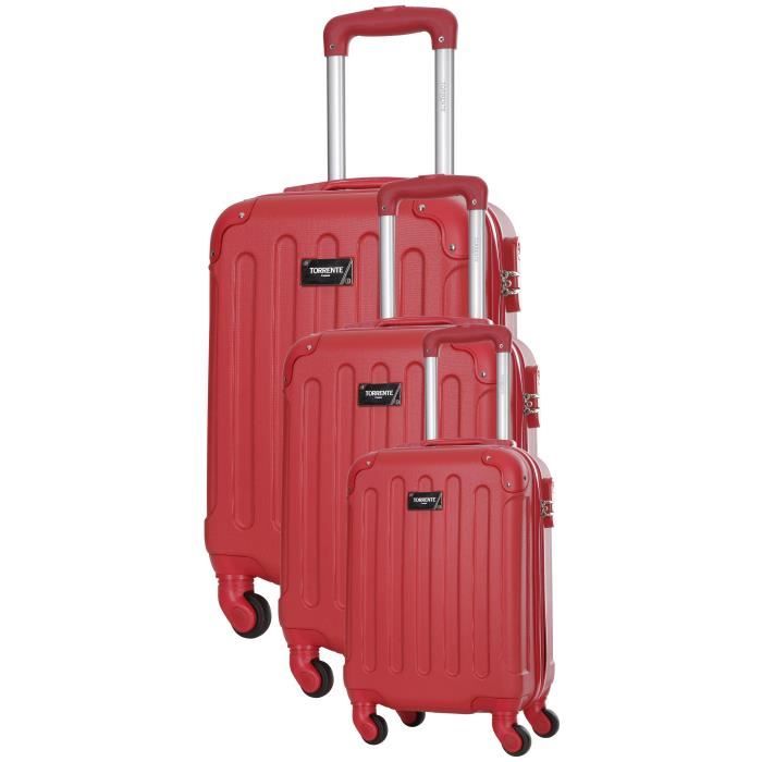 TORRENTE Ensemble 3 Valises Rigide ABS 4 Roues S-M-L HYPNOS Rouge