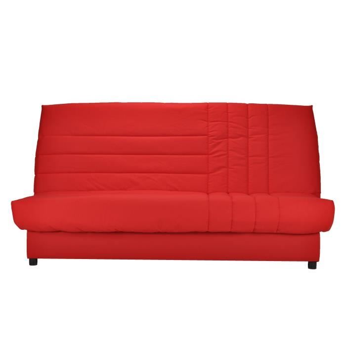 BEIJA Banquette clic-clac 3 places - Tissu rouge - Style contemporain - L 192 x P 95 cm
