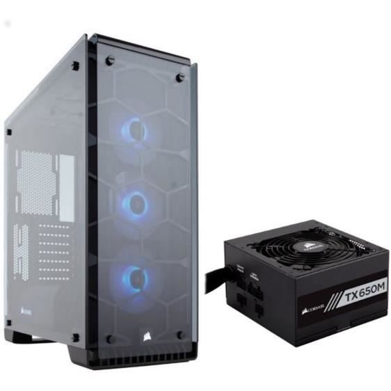 CORSAIR Pack Boitier PC Crystal 570X RGB + Alimentation TX650M 650W 80+ Gold