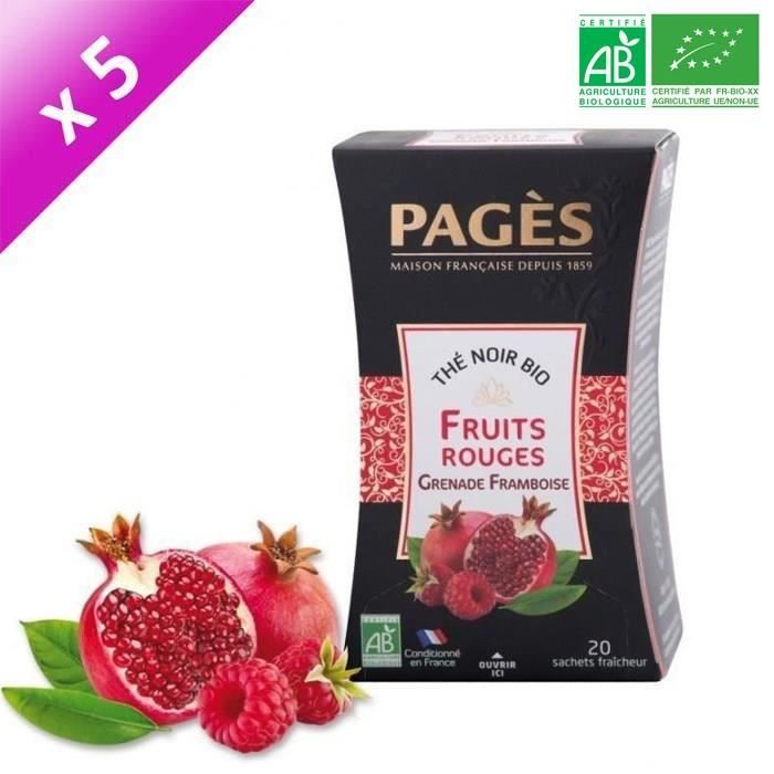 PAGES Lot de 5 Thés Noir Fruits Rouges Bio