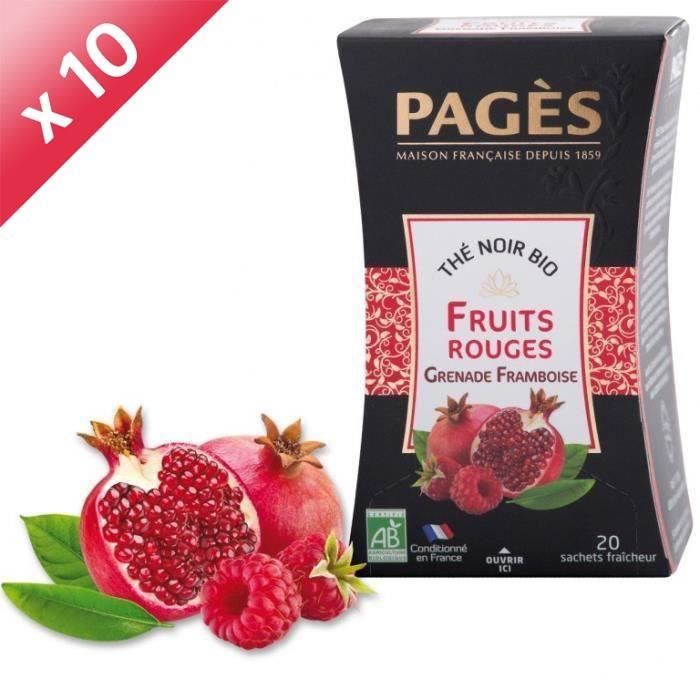 PAGES Lot de 10 Thés Noir Fruits Rouges Bio