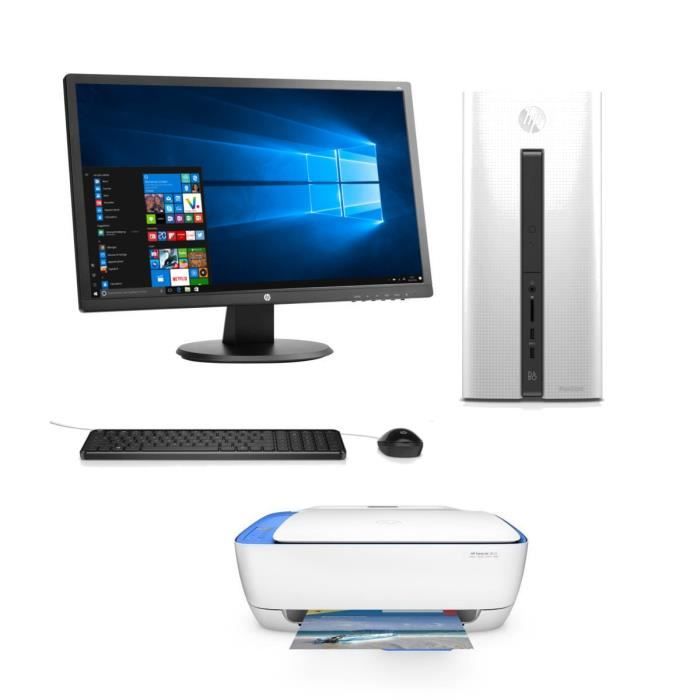 HP PC BUREAU Pavilion - 570p037nf - 4 Go de RAM - Windows 10- Intel Core i5 Disque dur 1 To + Ecran 24\