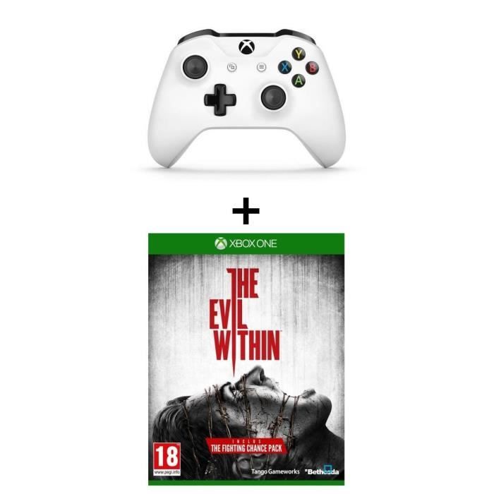 Manette Xbox One sans fil blanche + Evil Within