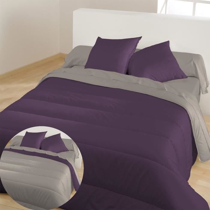 BLEU CALIN Couette chaude bicolore Mûre / Poivre 140x200 cm