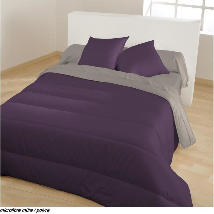 BLEU CALIN Couette chaude bicolore Mûre / Poivre 220x240 cm