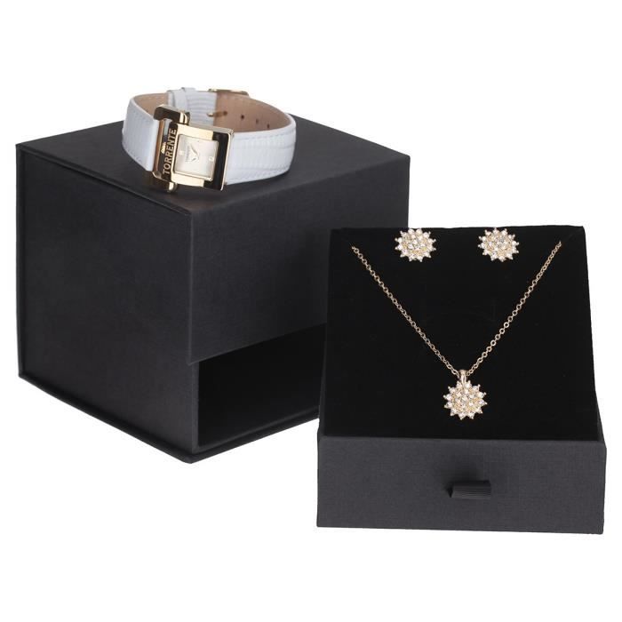 TORRENTE Coffret Lux Montre Quartz Parure Collier avec Pendentif et Boucles d'Oreilles