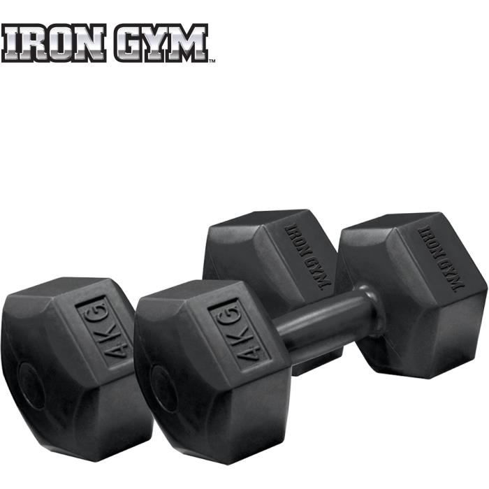 IRON GYM Haltères 4Kg X 2 Design Hexagonal pour Rangeage Compacte