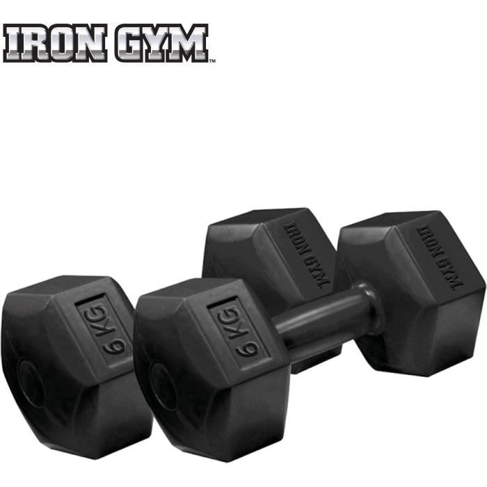IRON GYM Haltères 6Kg X 2 Design Hexagonal pour Rangeage Compacte