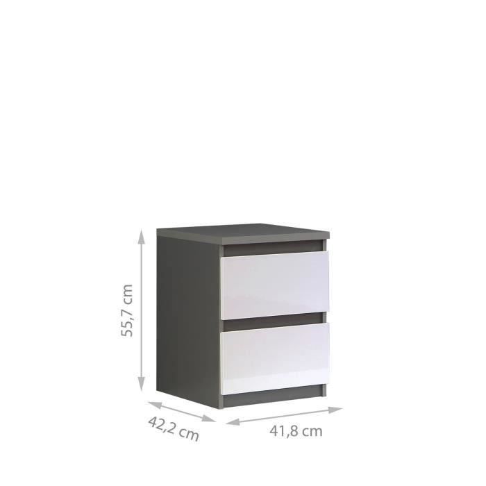 FINLANDEK Chevet NATTI contemporain gris et blanc mat - L 42 cm