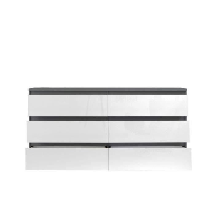 FINLANDEK Commode de chambre NATTI style contemporain gris et blanc mat - L 154 cm