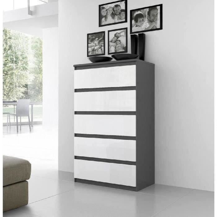FINLANDEK Commode de chambre NATTI style contemporain gris et blanc - L 78 cm