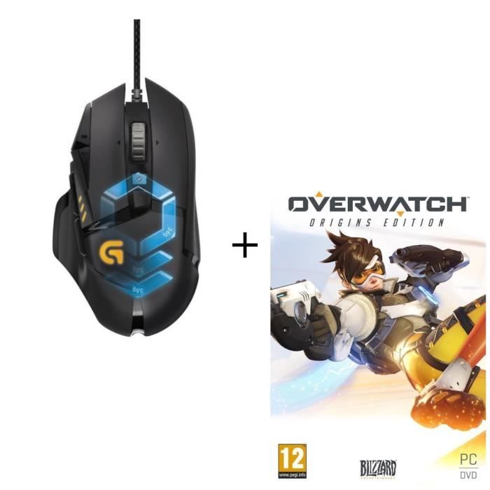 Souris Gaming Logitech G502 + Overwatch Edition Origins Jeu PC