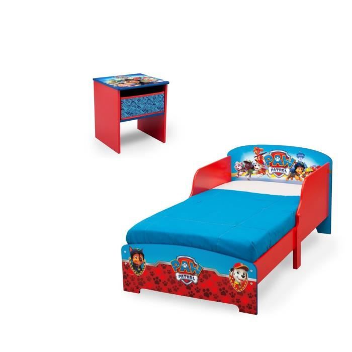 PAT PATROUILLE Chambre enfant Lit en bois et table de chevet