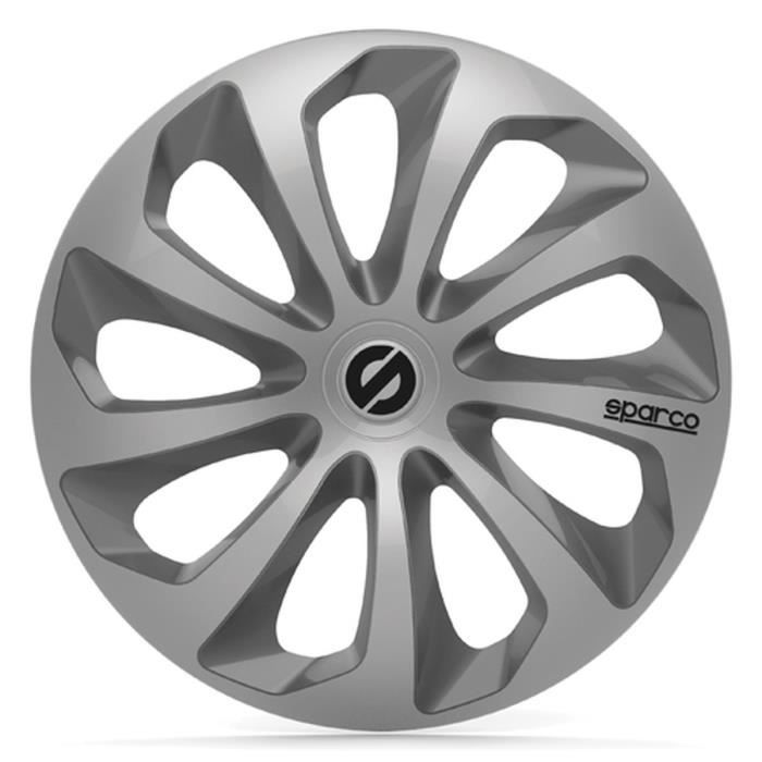 SPARCO 4 Enjoliveurs 14 Pouces Sicilia Argent et Gris