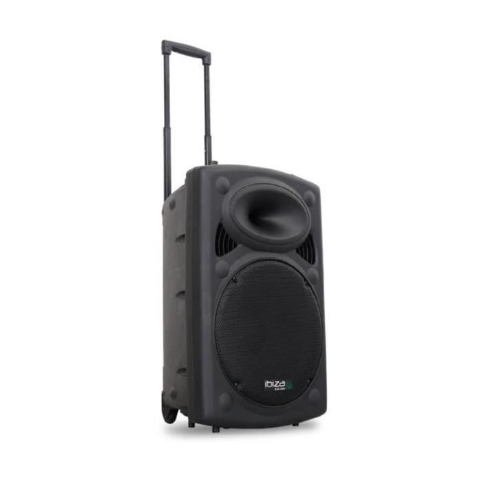 IBIZA PORT15VHF-BT Système de sonorisation portable autonome 38cm avec USB/REC/Bluetooth/MICROS VHF