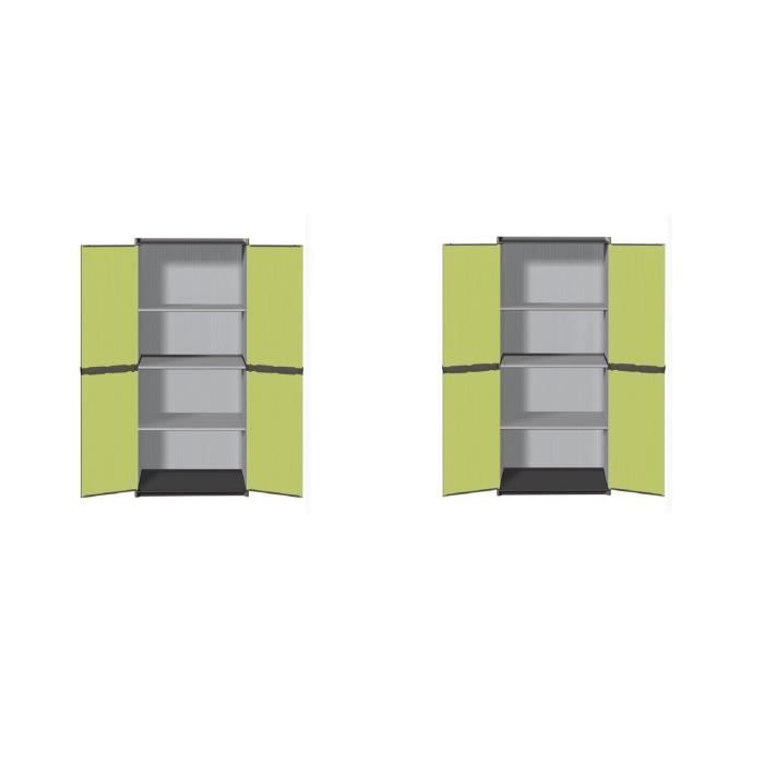 TOOD Lot de 2 armoires hautes de rangement 3 tablettes en résine