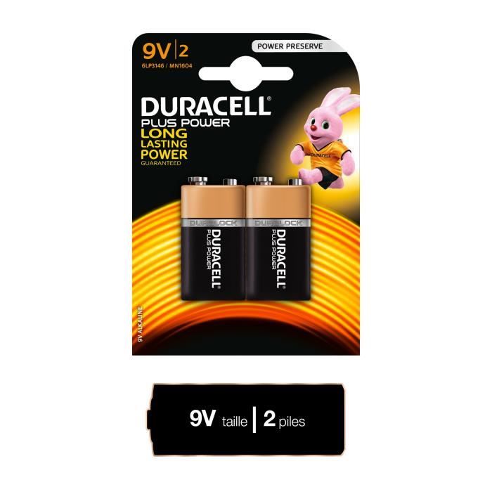 DURACELL Plus Power Piles type 9V Lot de 2