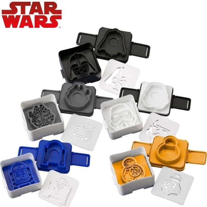 Pack 5 moules à toast Star Wars: BB-8 + Stormtrooper + R2-D2 + Faucon Millenium + Dark Vador