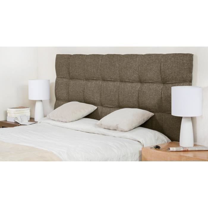 FINLANDEK Tête de lit KYNA style scandinave en bois pin massif revêtement tissu marron clair - L 174 cm