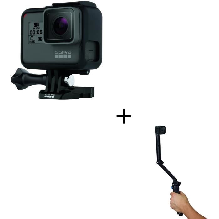 GOPRO HERO 5 Black Caméra de sport + GOPRO AFAEM-001 3-WAY Fixation 3 en 1 - Poignée - Bras - Trépied