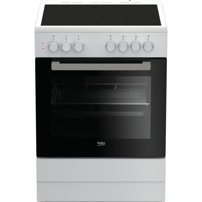 BEKO FSS67100WCS cuisinière table vitrocéramique - 4 zones - Four électrique convection - 77L - A - L60 x H85cm - Blanc
