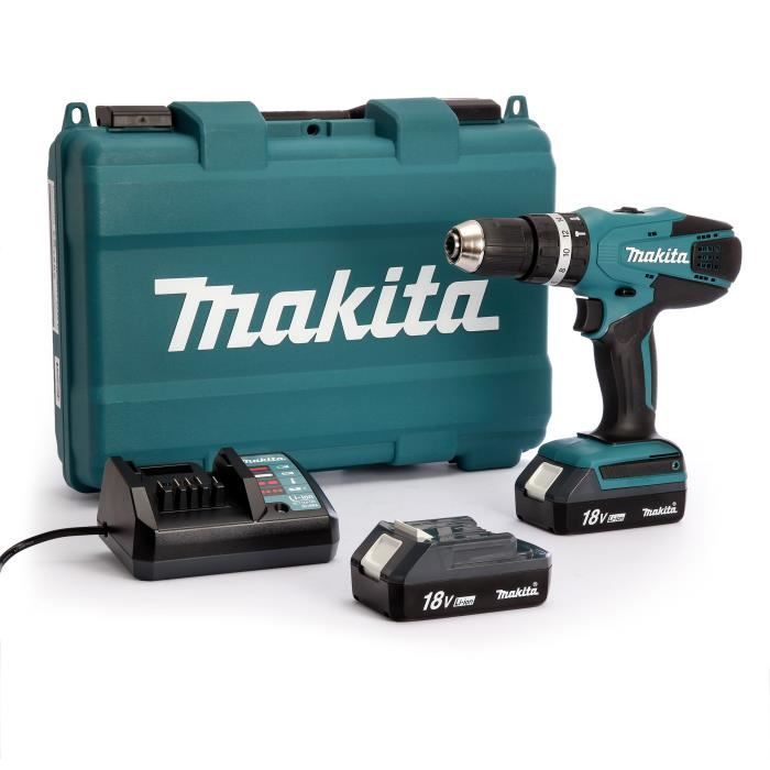 MAKITA Perceuse visseuse à percussion avec 2 batteries 18 V 1,3Ah Li-ion et coffret 71 accessoires