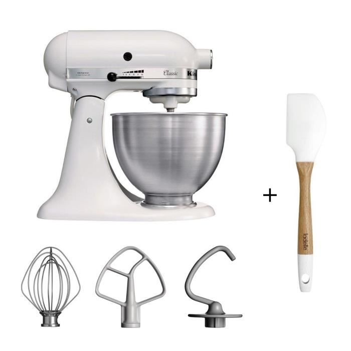KITCHENAID CLASSIC 5K45SSEWH Robot pâtissier + LADELLE Spatule en silicone