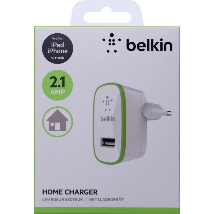 BELKIN Micro chargeur allume cigare 5V - 2,1A USB - iPhone - Blanc (câble non inclu)