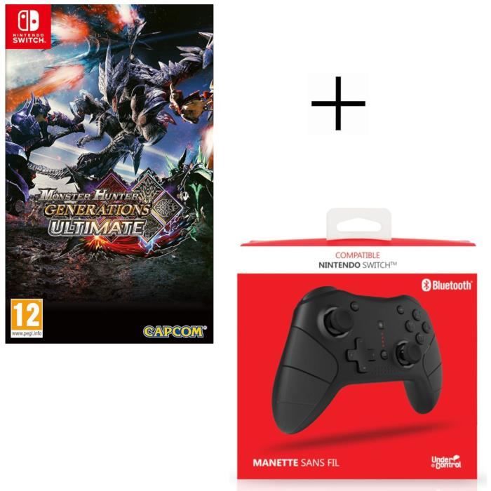 Monster Hunter Generations Ultimate + Manette filaire Under Control Noire V2 pour Switch