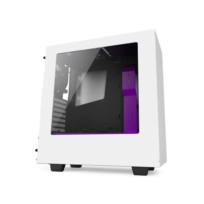 NZXT Boîtier PC S340 - Moyen Tour - Fenêtre - Blanc / Violet