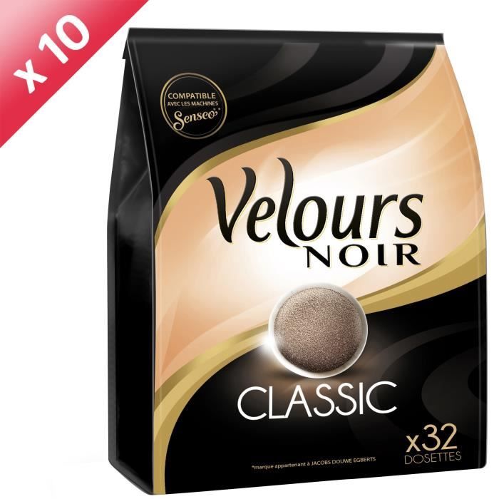 VELOURS NOIR Lot de 10 Cafés Classique 32 dosettes