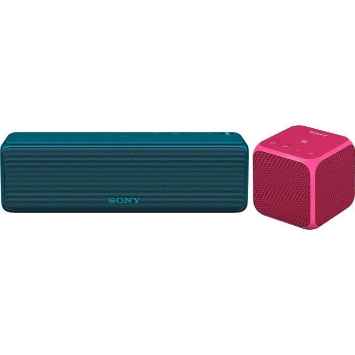 Pack de 2 enceintes SONY SRS-HG1 Bluetooth Multiroom - Bleu + SONY SRS-X11 enceinte Bluetooth ultra-portable - Rose