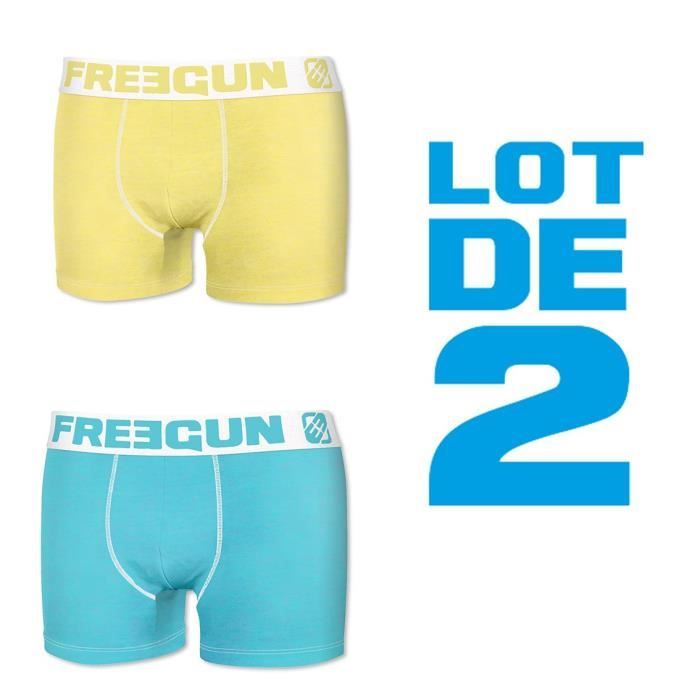 FREEGUN Lot de 2 Boxers Homme Fresh - Jaune / Bleu