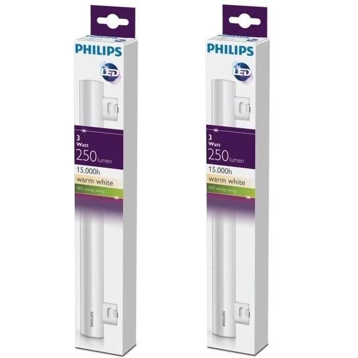 PHILIPS Lot de 2 tubes LED Philinea S14S 3 W équivalent à 35 W 300 mm