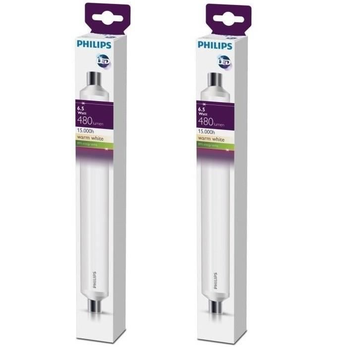 PHILIPS Lot de 2 tubes LED Linolite S19 6,5 W équivalent à 60 W