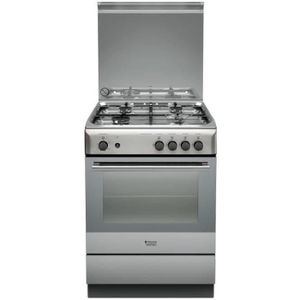 HOTPOINT H6GGC1EXFR - Cuisini?re table gaz-4 foyers-Four gaz-Catalyse-58L-A-Inox