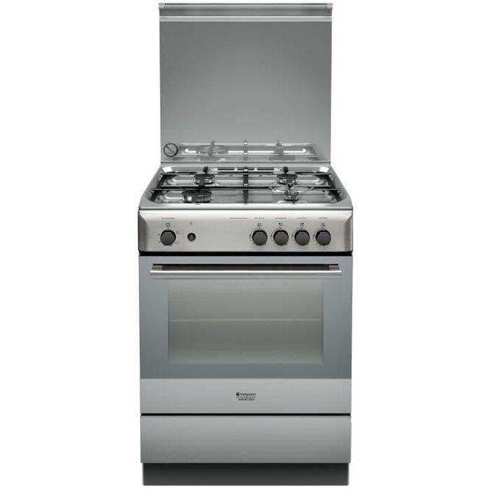 HOTPOINT H6GGC1EXFR Cuisiniere table gaz 4 foyers Four gaz Catalyse 58L A Inox