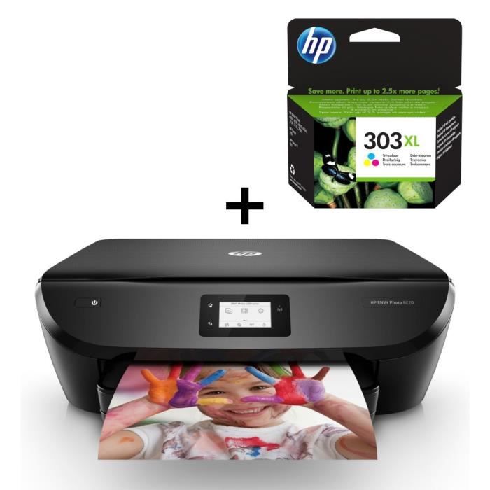 HP Imprimante Envy Photo 6220 + HP 303XL Cartouche 3 Couleurs