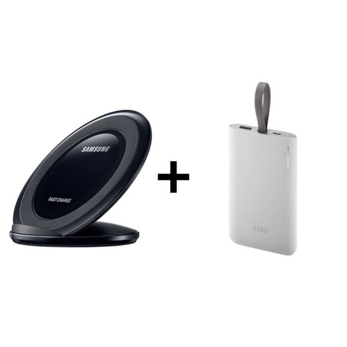 Samsung Chargeur Stand à Induction Noir + Batterie Externe 5 100mAh Grise