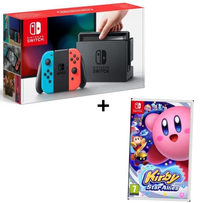 Pack NINTENDO Console Switch Joy-Cons Neon rouge et bleu + Jeu Kirby Star Allies
