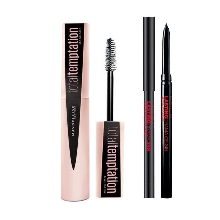 Maybelline New York Lot Yeux Mascara Temptation Et Liner Gel