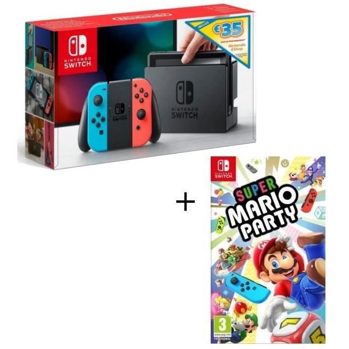 Console Nintendo Switch Néon + Super Mario Party + code téléchargement 35€ Nintendo eShop