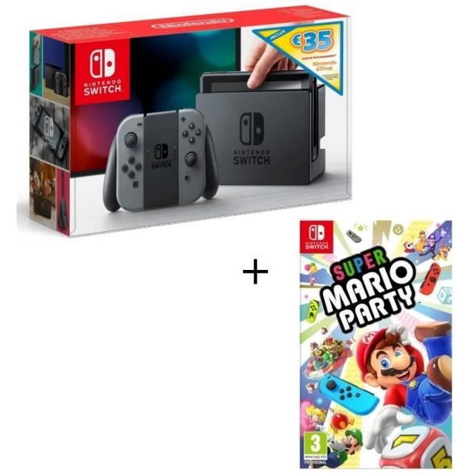 Pack Nintendo Switch Grise Edition Limitée + Super Mario Party + code téléchargement 35€ Nintendo eShop