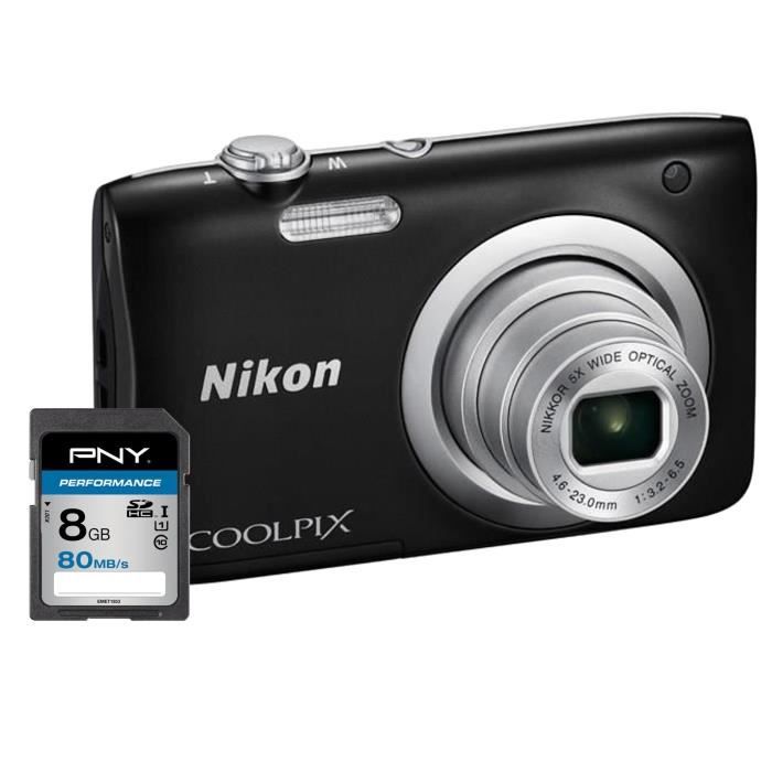 NIKON COOLPIX A100 Appareil photo numérique Compact - 20,1 mégapixels - Zoom NIKKOR - Noir + Carte 8Go