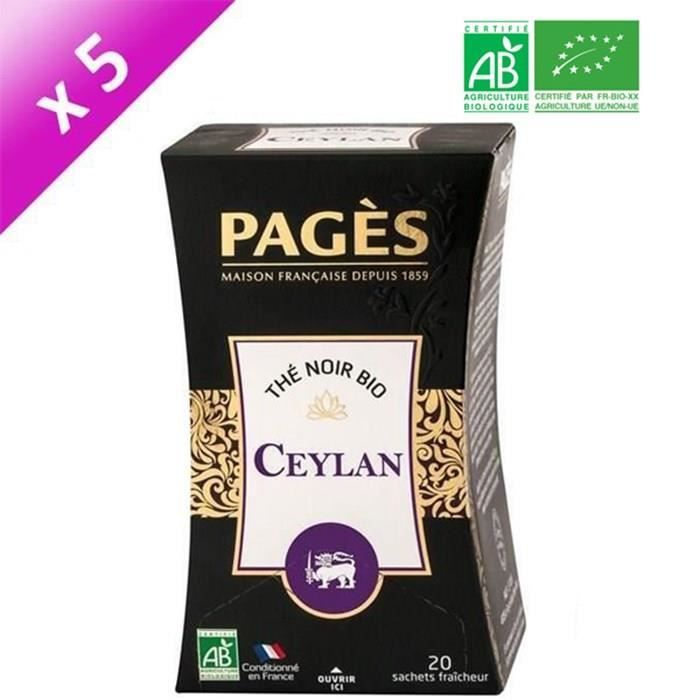 PAGES Lot de 5 Thés Noir Ceylan Bio