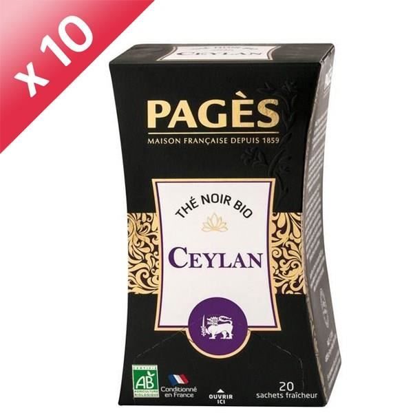 PAGES Lot de 10 Thés Noir Ceylan Bio