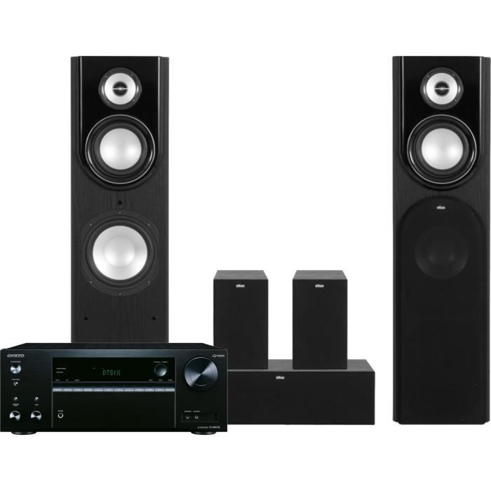 ONKYO TX-NR575E(B) Amplificateur Tuner Noir A/V réseau 7,2 canaux + Pack Enceintes 5.0 ELTAX UTAH