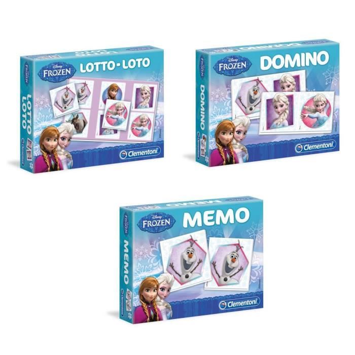 CLEMENTONI - Pack La Reine des Neiges - Lot Memo + Loto + Domino